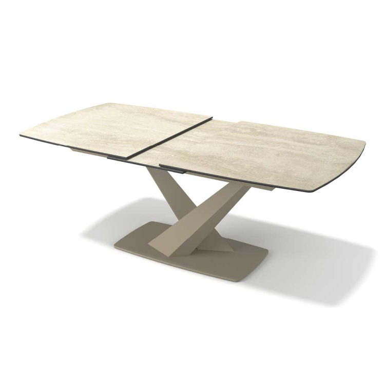 AZ-Tisch 180/230 Keramik, Travertin/ Champagner