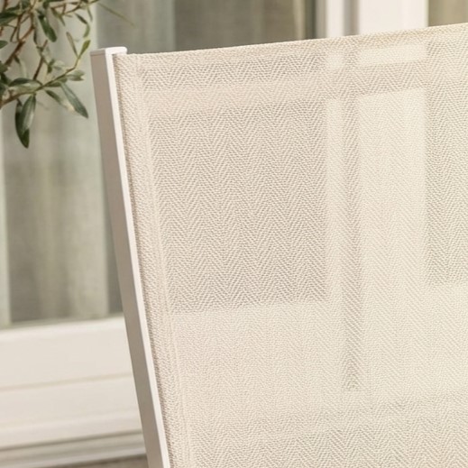 Dallas Stapelstuhl AL-Teak fishbone creme