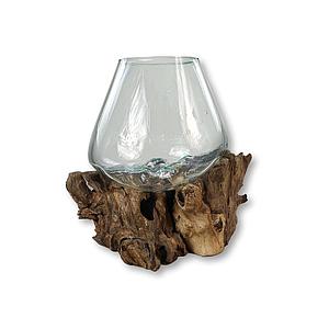 Windlicht/ Vase 20cm Wurzelholz