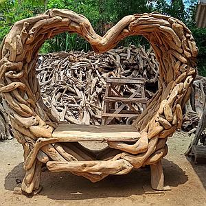 Willkommen-Bank XXL Wurzelholz