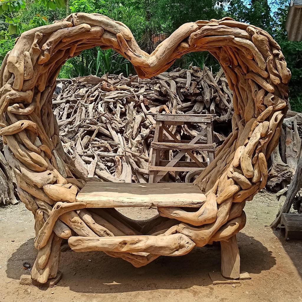 Willkommen-Bank XXL Wurzelholz