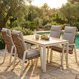 Verona Teak 160 + Pos-Stuhl