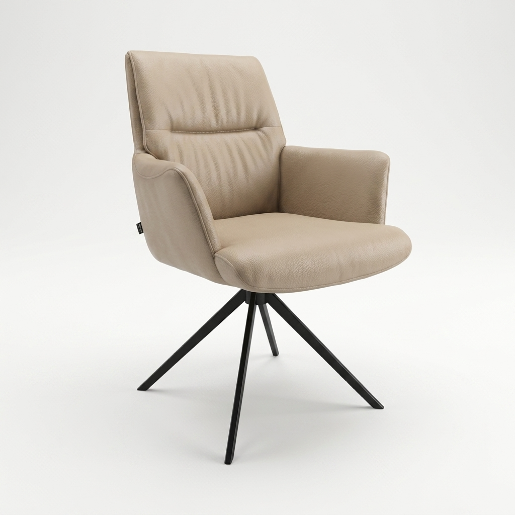 Floria-AL, beige Leder/ Sitz Federkern