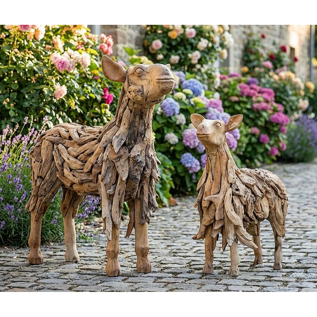 Mutter-Schaf 100cm, Wurzelholz