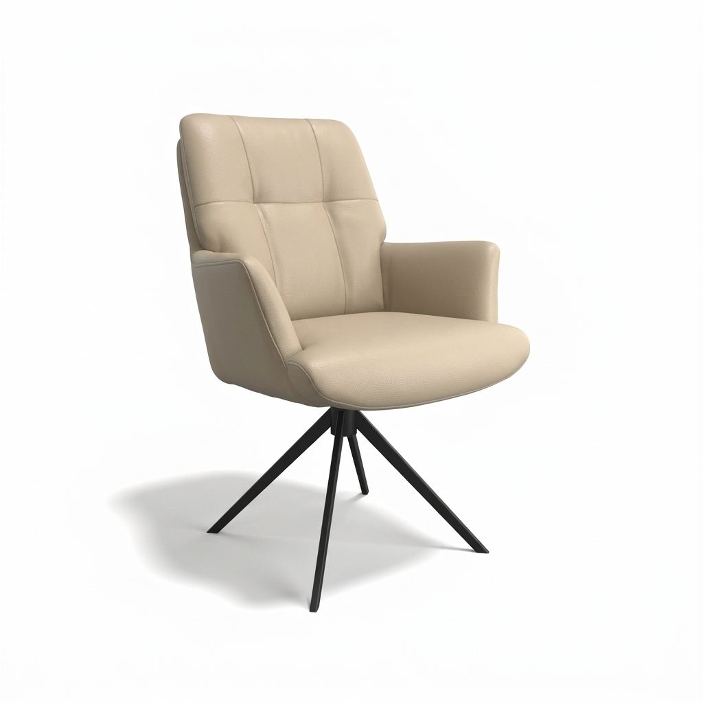 Floria-AL, beige Leder/ Sitz Federkern